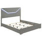 Ives Eastern King Panel Bed LED Headboard Grey High Gloss