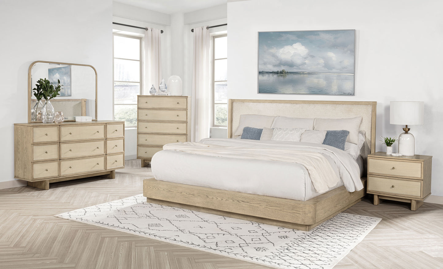 Kailani 52-inch California King Wingback Bed Beige Oak