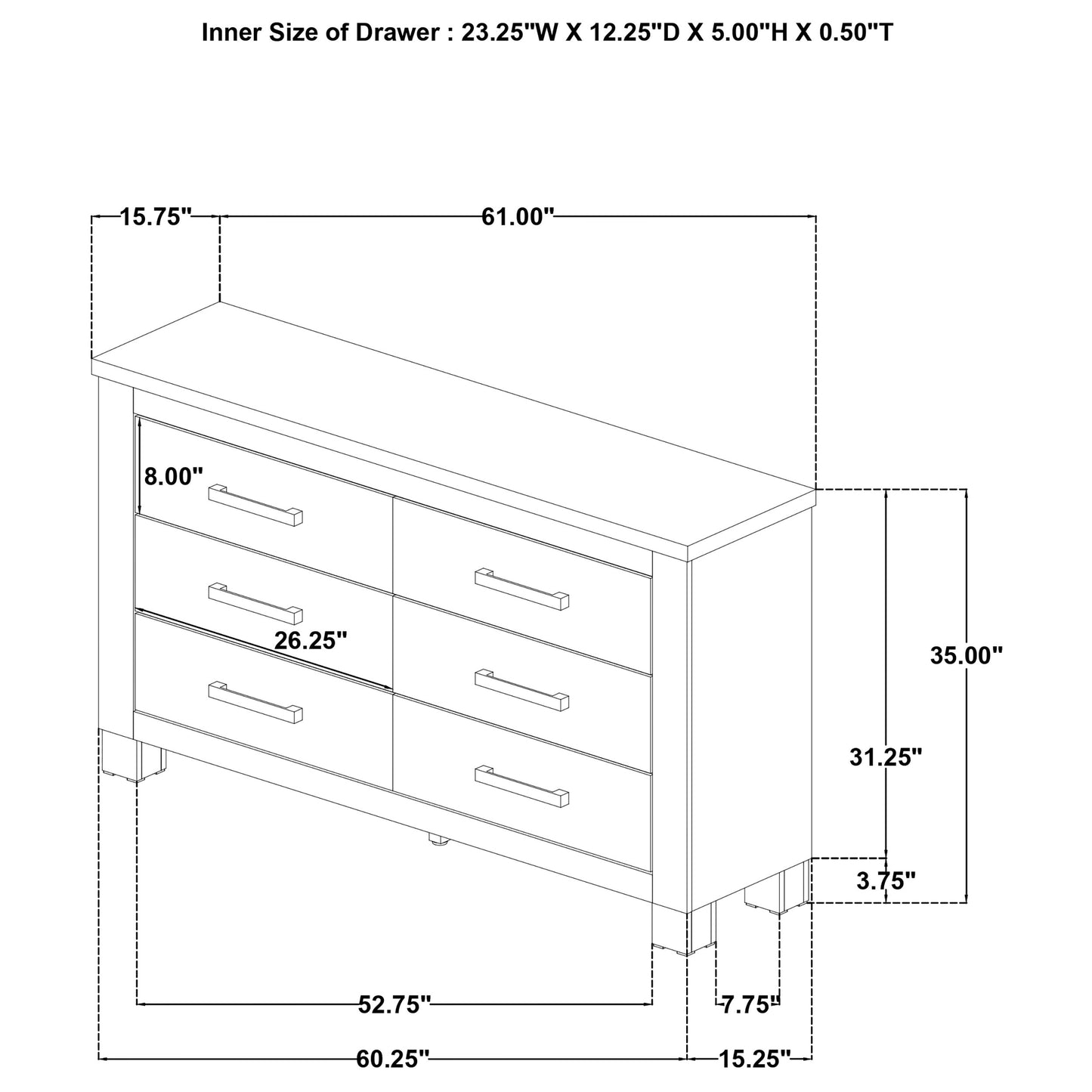 Oakglen 6-drawer Bedroom Dresser Weathered Oak