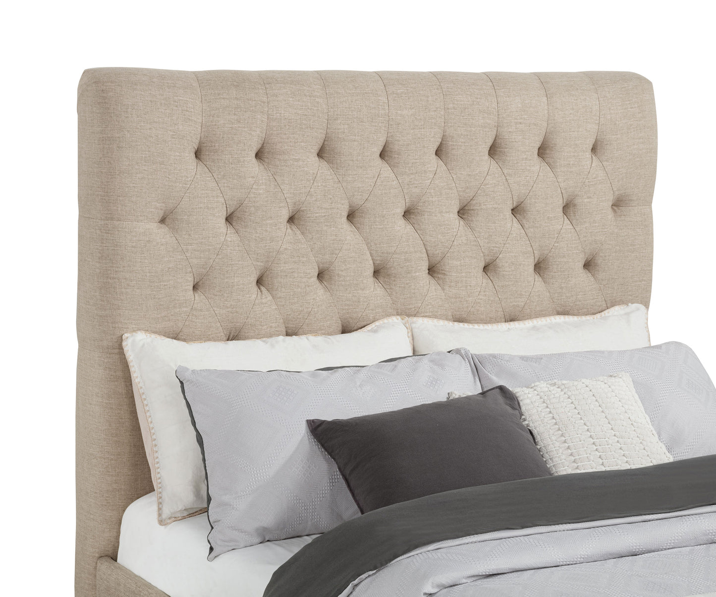 Chloe Upholstered Full Panel Bed Oatmeal