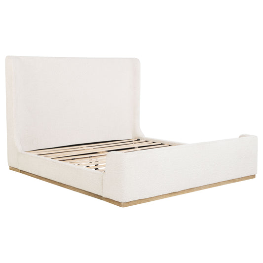 Nala Eastern King Bouclé Upholstered Platform Bed Cream