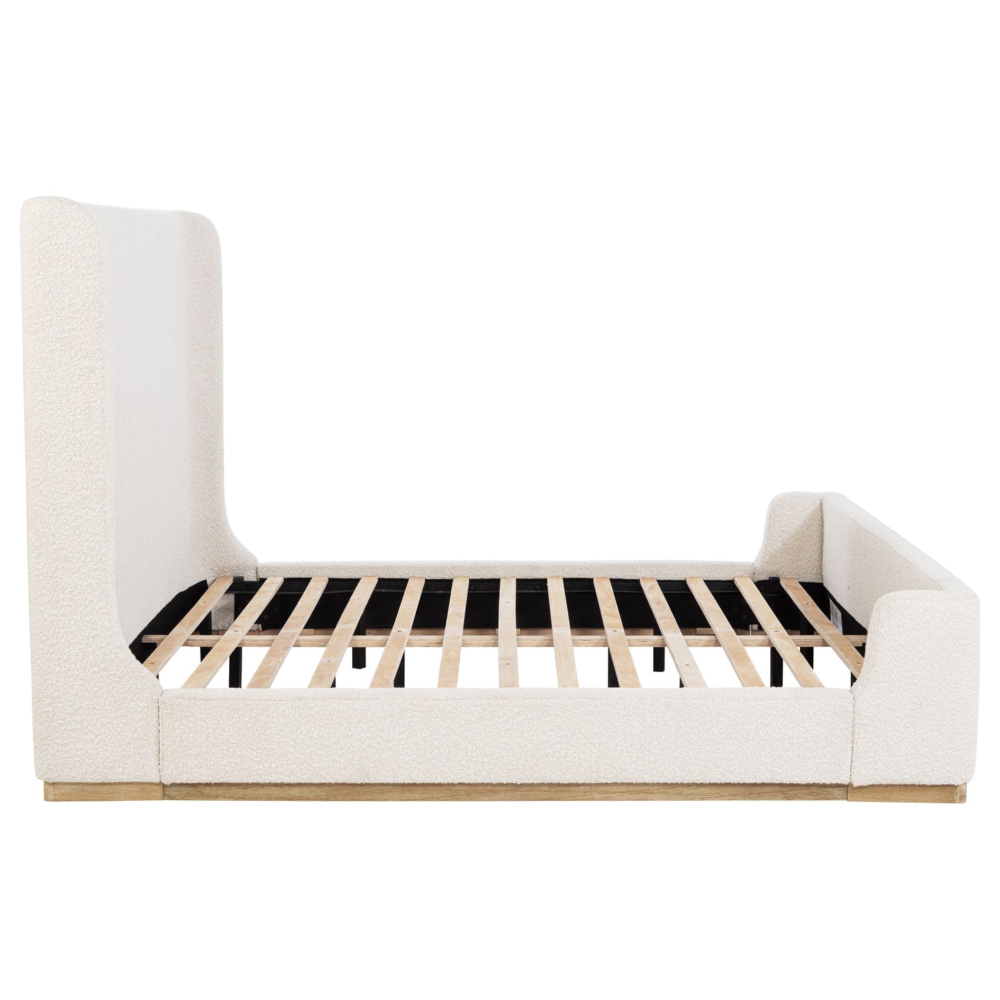 Nala Eastern King Bouclé Upholstered Platform Bed Cream