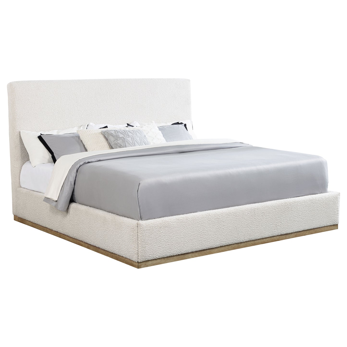 Knox Eastern King Bouclé Upholstered Platform Bed Cream