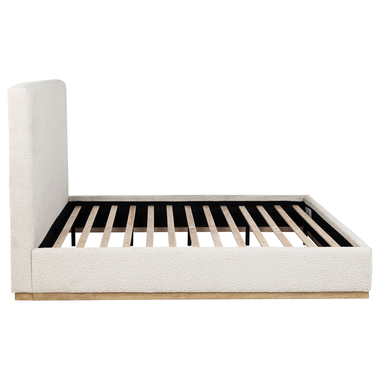 Knox Eastern King Bouclé Upholstered Platform Bed Cream