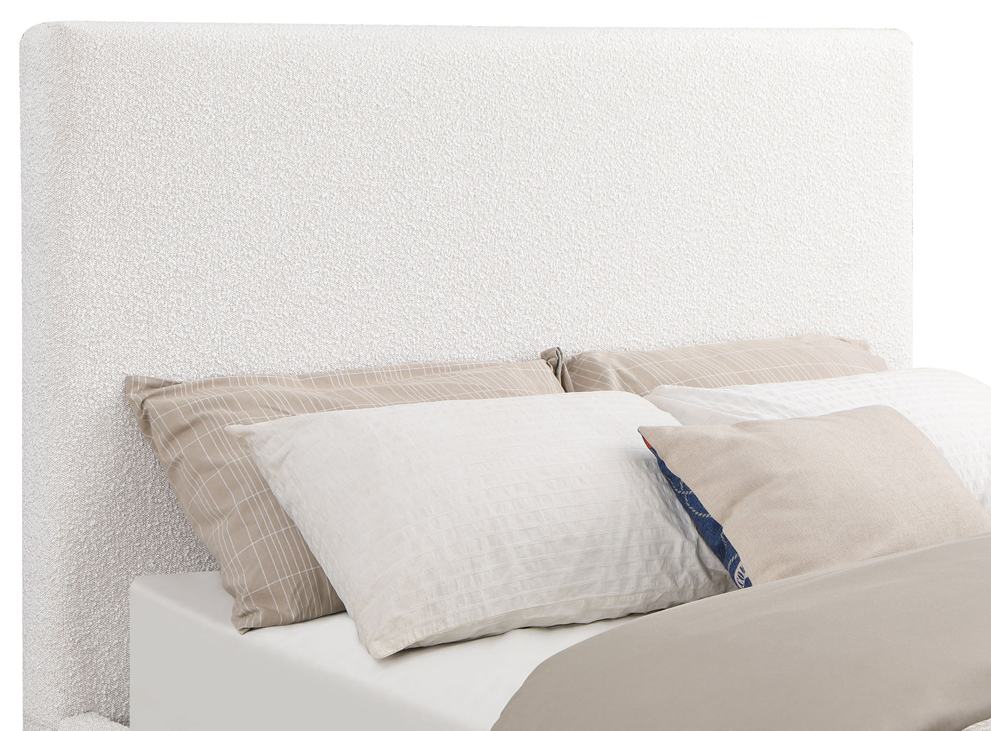 Knox Queen Bouclé Upholstered Platform Bed Cream