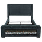 Preston Upholstered Eastern King Audio Flame Visualizer Bed Dark Blue