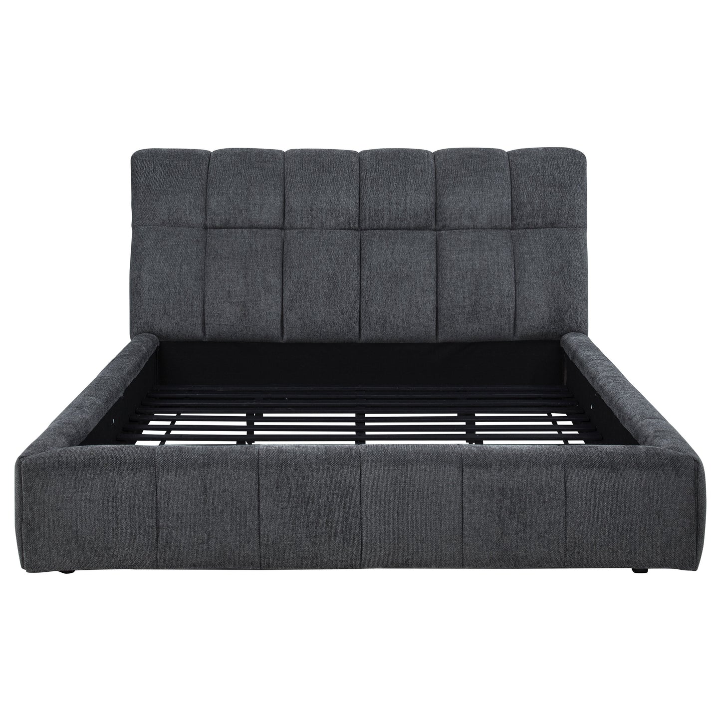 Nollet 48-inch Upholstered Eastern King Platform Bed Grey
