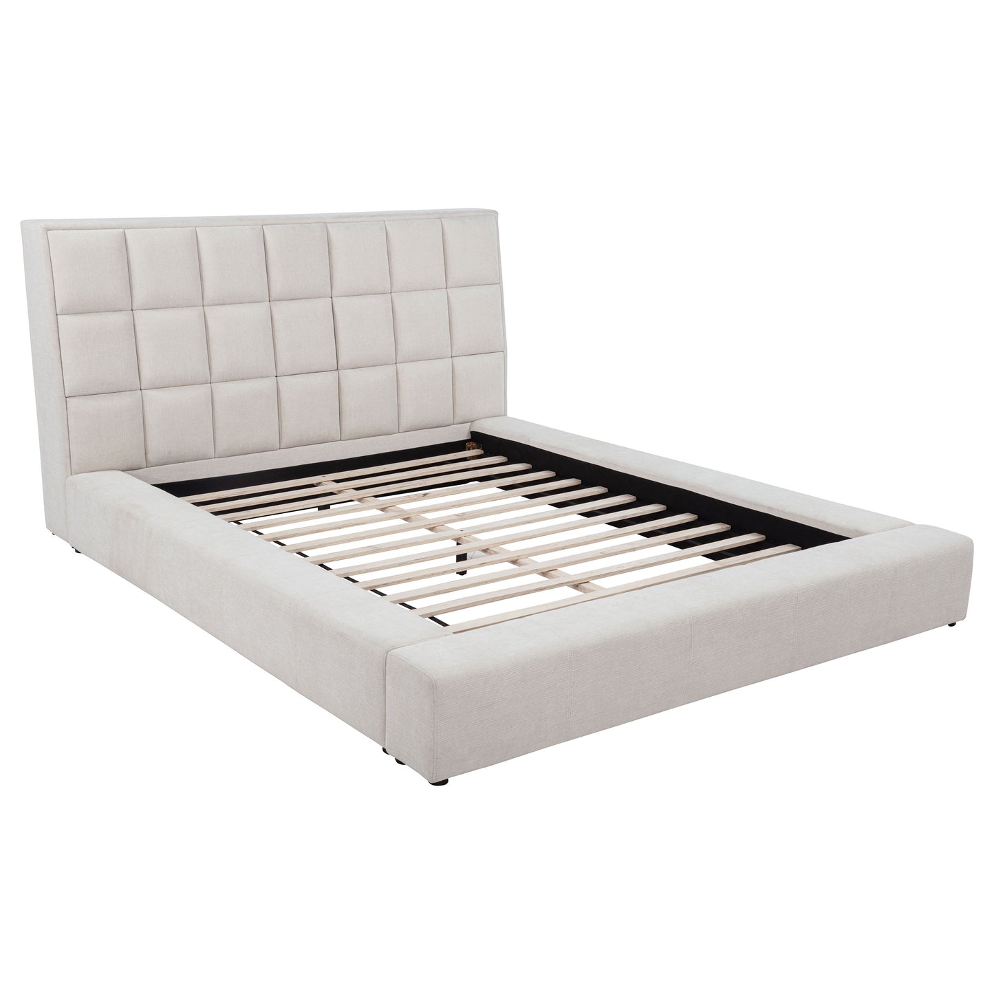 Dreux Upholstered Queen Panel Platform Bed Cream