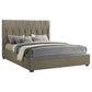 Delsea Upholstered Eastern King Panel Platform Bed Light Brown