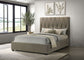Delsea Upholstered Queen Panel Platform Bed Light Brown