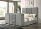 Tara 61-inch Upholstered Eastern King Panel TV Bed Grey