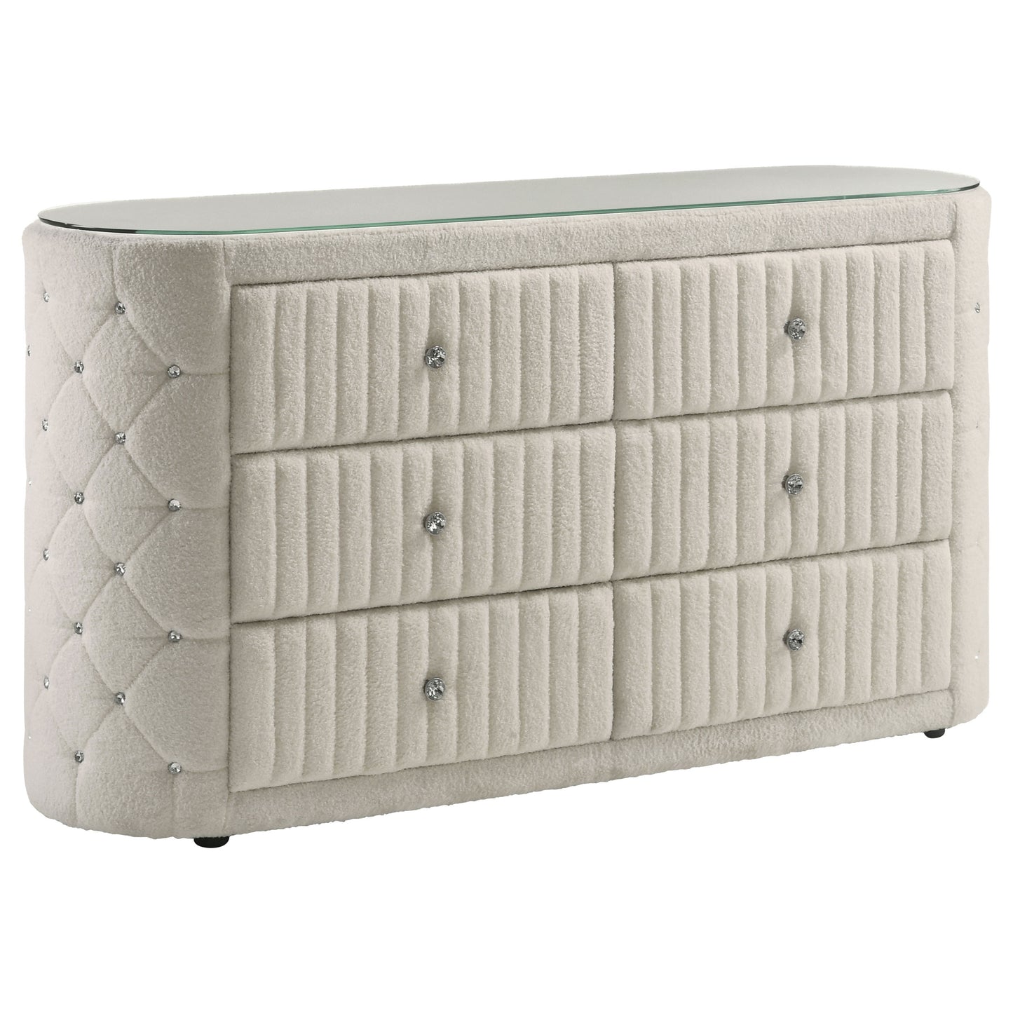 Sonya 5-piece Upholstered Eastern King Bedroom Set Ivory
