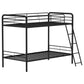 Carson Twin-Over-Twin Steel Bunk Bed with Angled Ladder Glossy Black