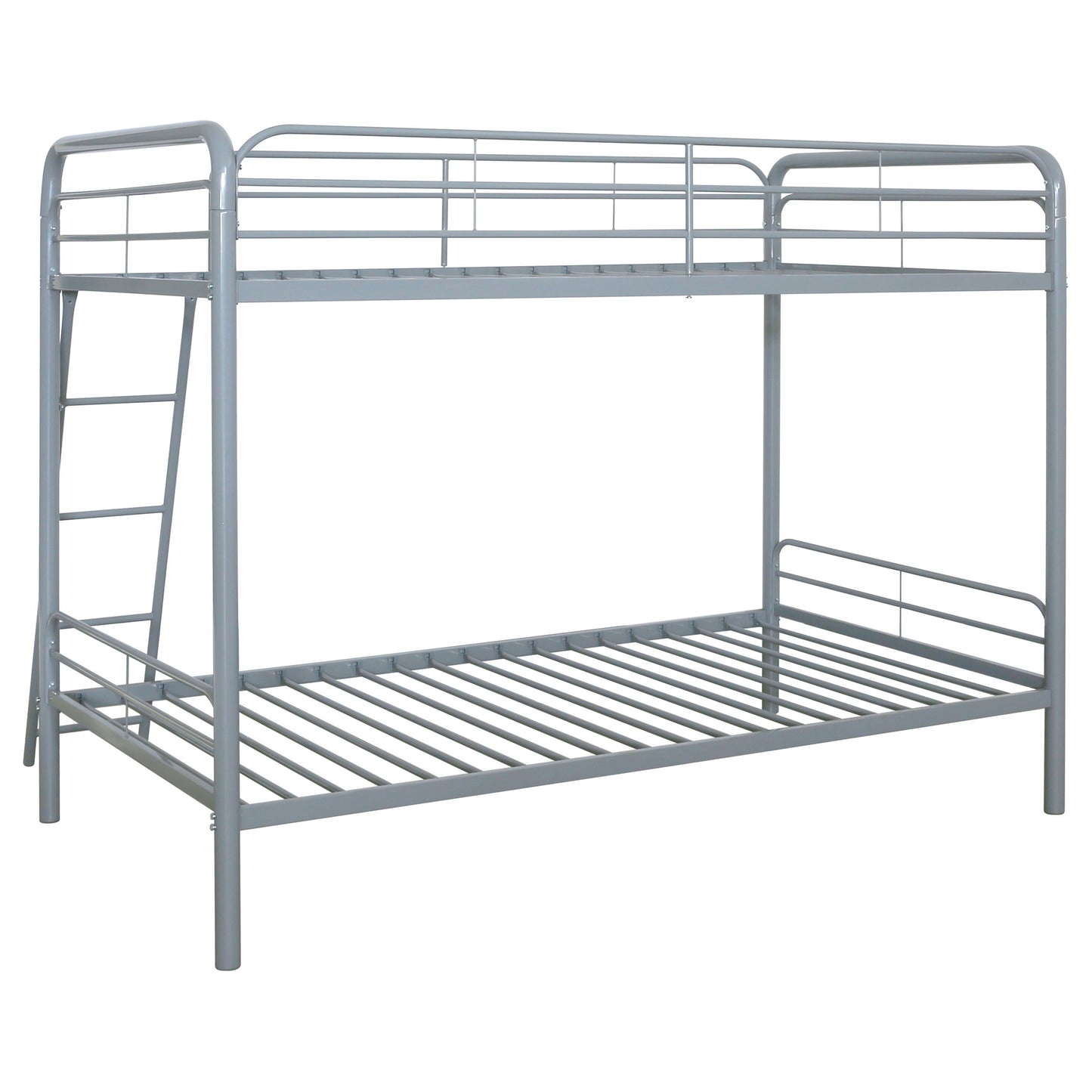 Carson Twin-Over-Twin Steel Bunk Bed with Angled Ladder Glossy Silver