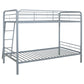 Carson Twin-Over-Twin Steel Bunk Bed with Angled Ladder Glossy Silver