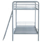 Carson Twin-Over-Twin Steel Bunk Bed with Angled Ladder Glossy Silver