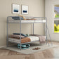 Carson Twin-Over-Twin Steel Bunk Bed with Angled Ladder Glossy Silver