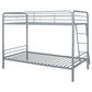 Carson Twin-Over-Twin Steel Bunk Bed with Angled Ladder Glossy Silver