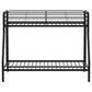 Carson Twin-Over-Full Steel Bunk Bed with Dual Ladders Glossy Black
