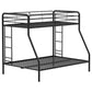 Carson Twin-Over-Full Steel Bunk Bed with Dual Ladders Glossy Black