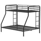 Carson Twin-Over-Full Steel Bunk Bed with Dual Ladders Glossy Black