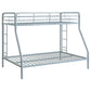 Carson Twin-Over-Full Steel Bunk Bed with Dual Ladders Glossy Silver