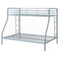 Carson Twin-Over-Full Steel Bunk Bed with Dual Ladders Glossy Silver
