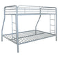 Carson Twin-Over-Full Steel Bunk Bed with Dual Ladders Glossy Silver