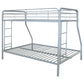 Carson Twin-Over-Full Steel Bunk Bed with Dual Ladders Glossy Silver