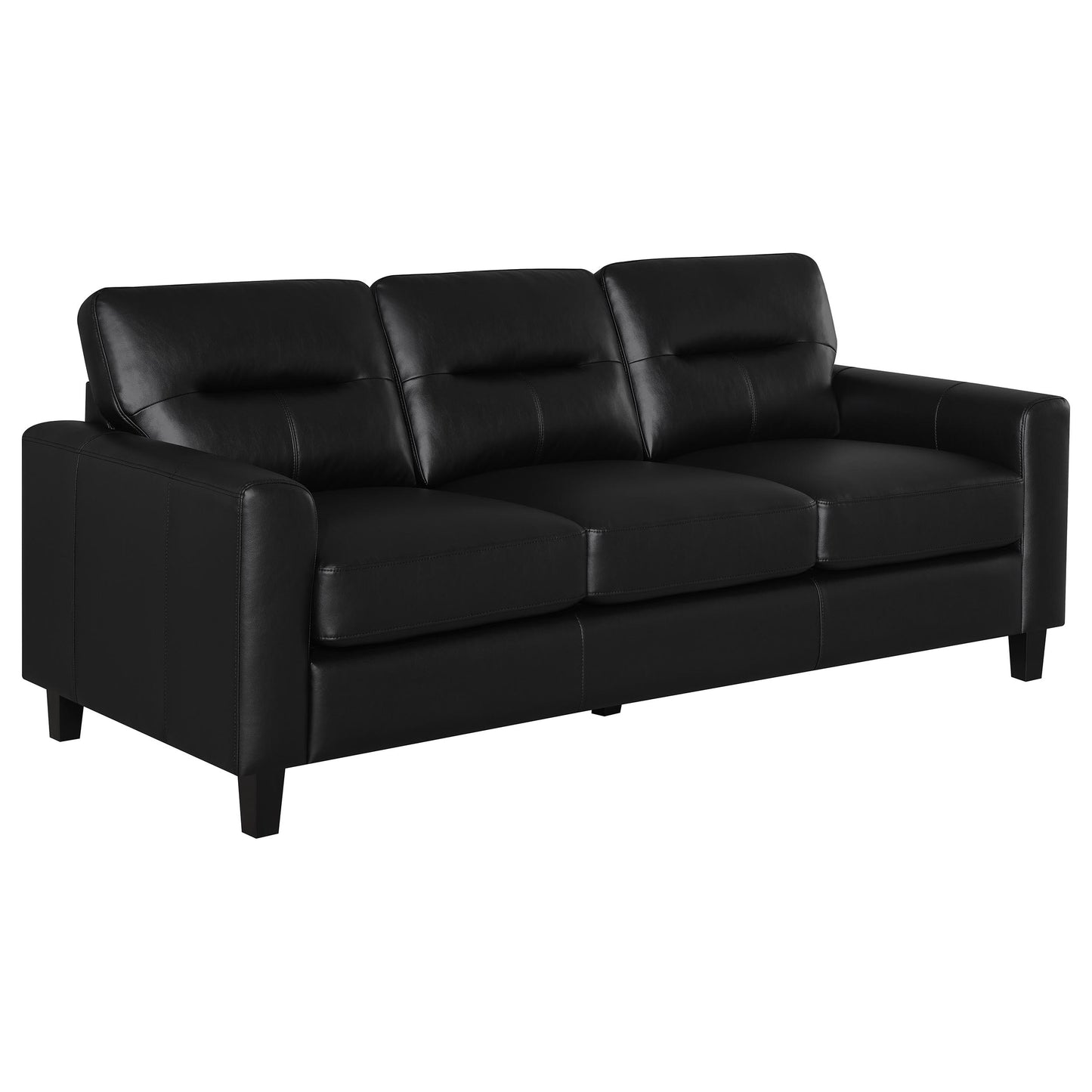 Scotland 3-piece Faux Leather Upholstered Sofa Set Black