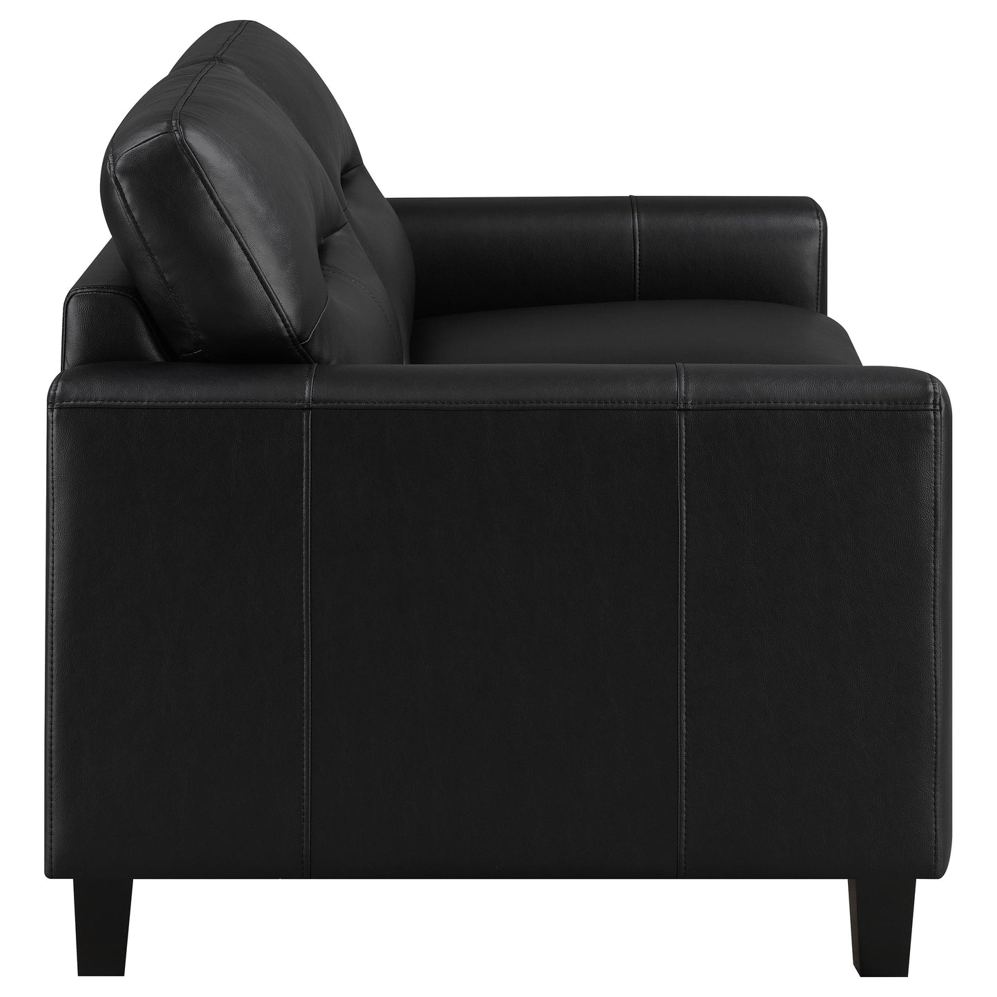 Scotland 3-piece Faux Leather Upholstered Sofa Set Black