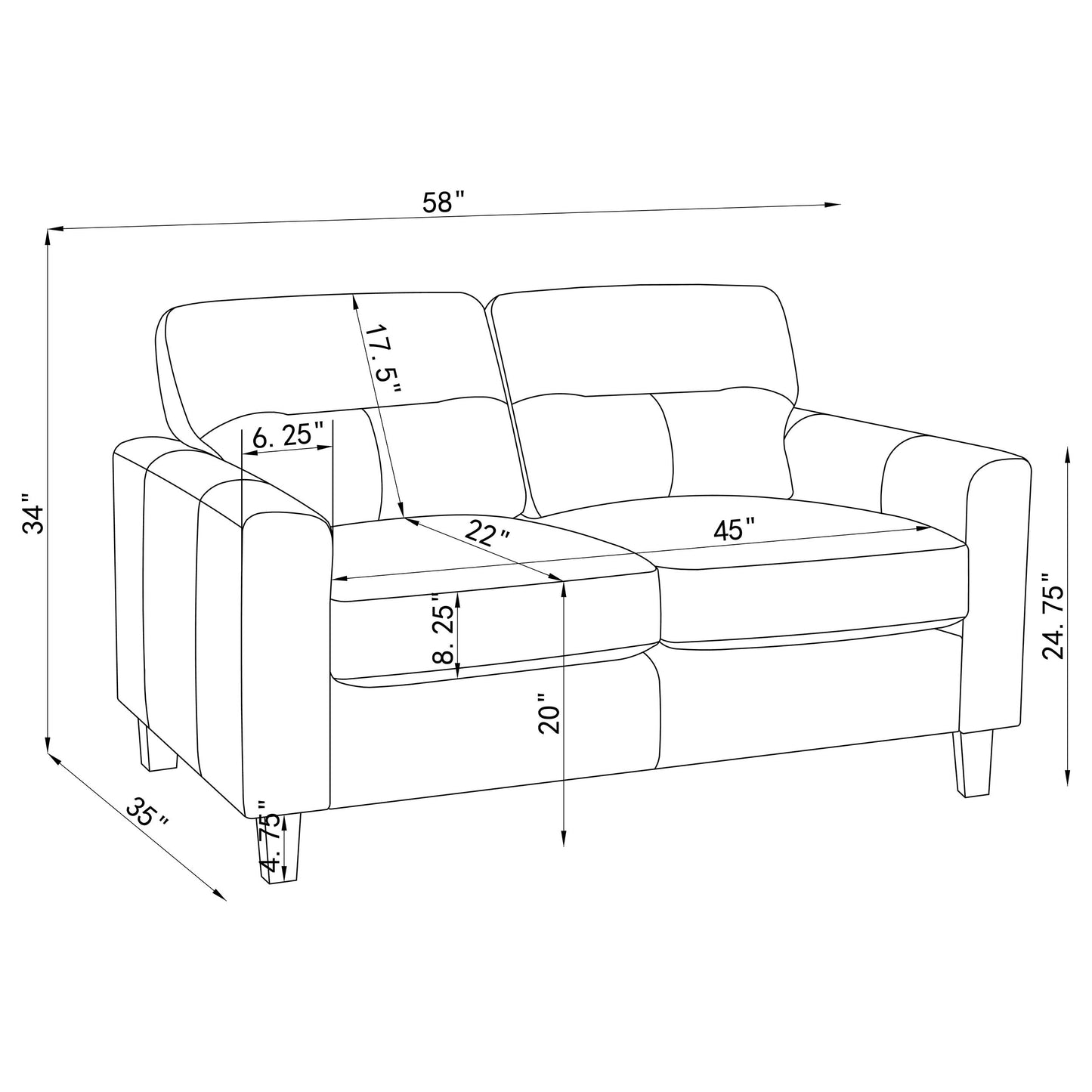 Scotland 2-piece Faux Leather Upholstered Sofa Set Brown