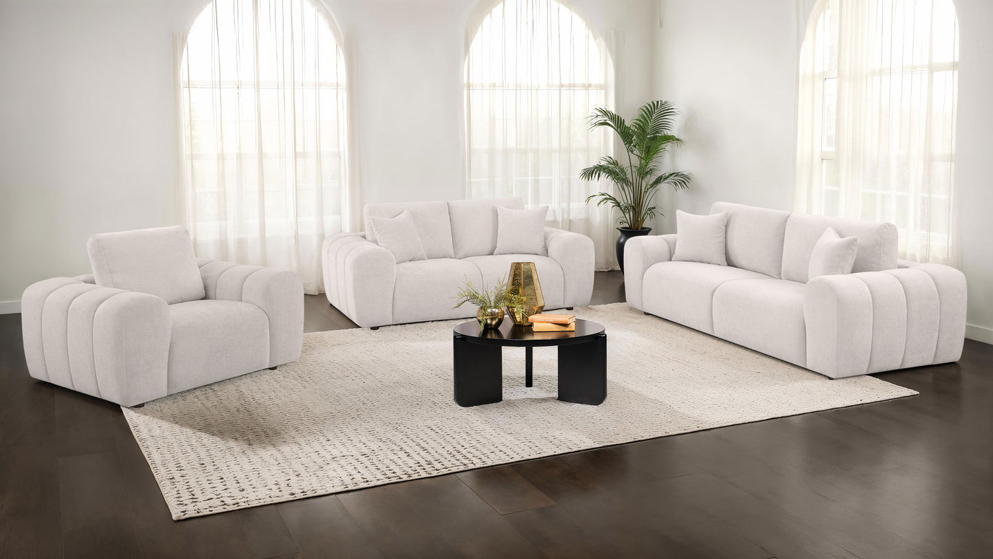 Burnett Chenille Upholstered Wide Arm Sofa Ivory