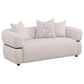 Jeanette 73-inch Fabric Upholstered Round Arm Loveseat Beige