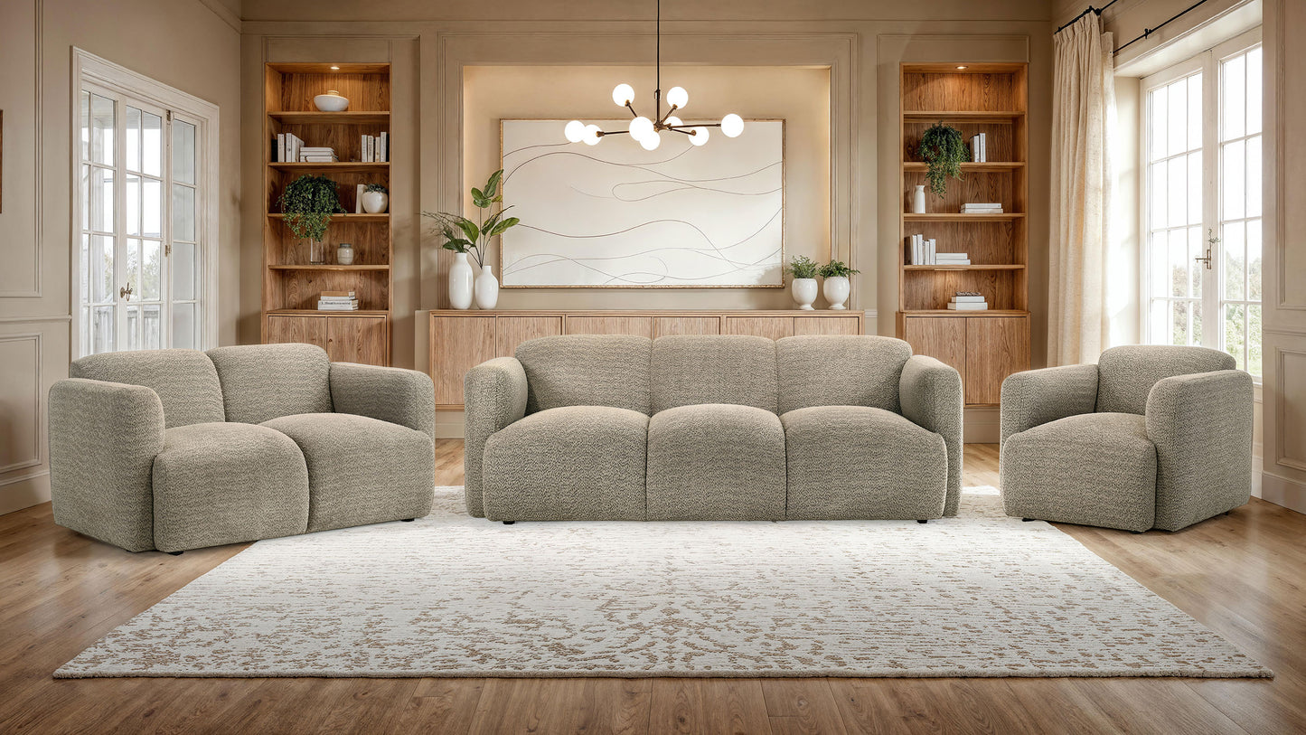 Dorset Fabric Upholstered Round Track Arm Sofa Brown