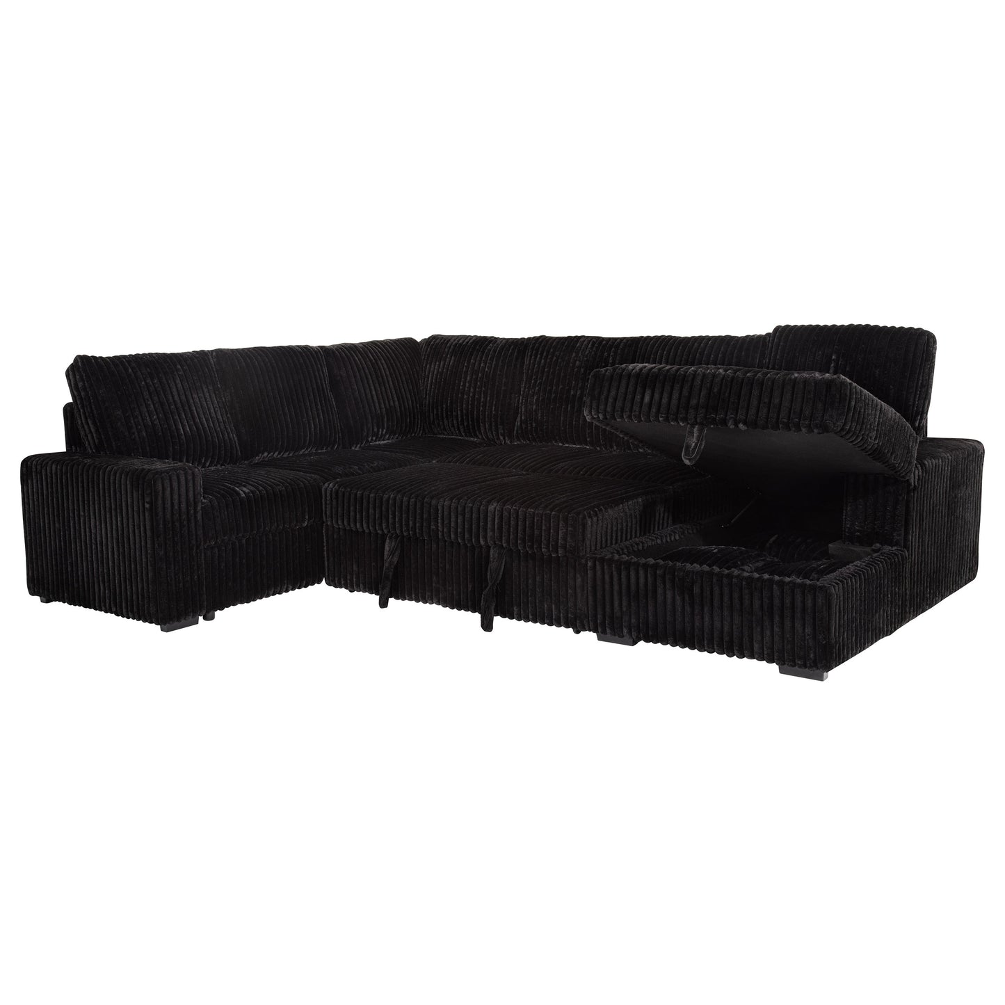 Devonshire Sleeper Sectional Sofa Storage Chaise Black
