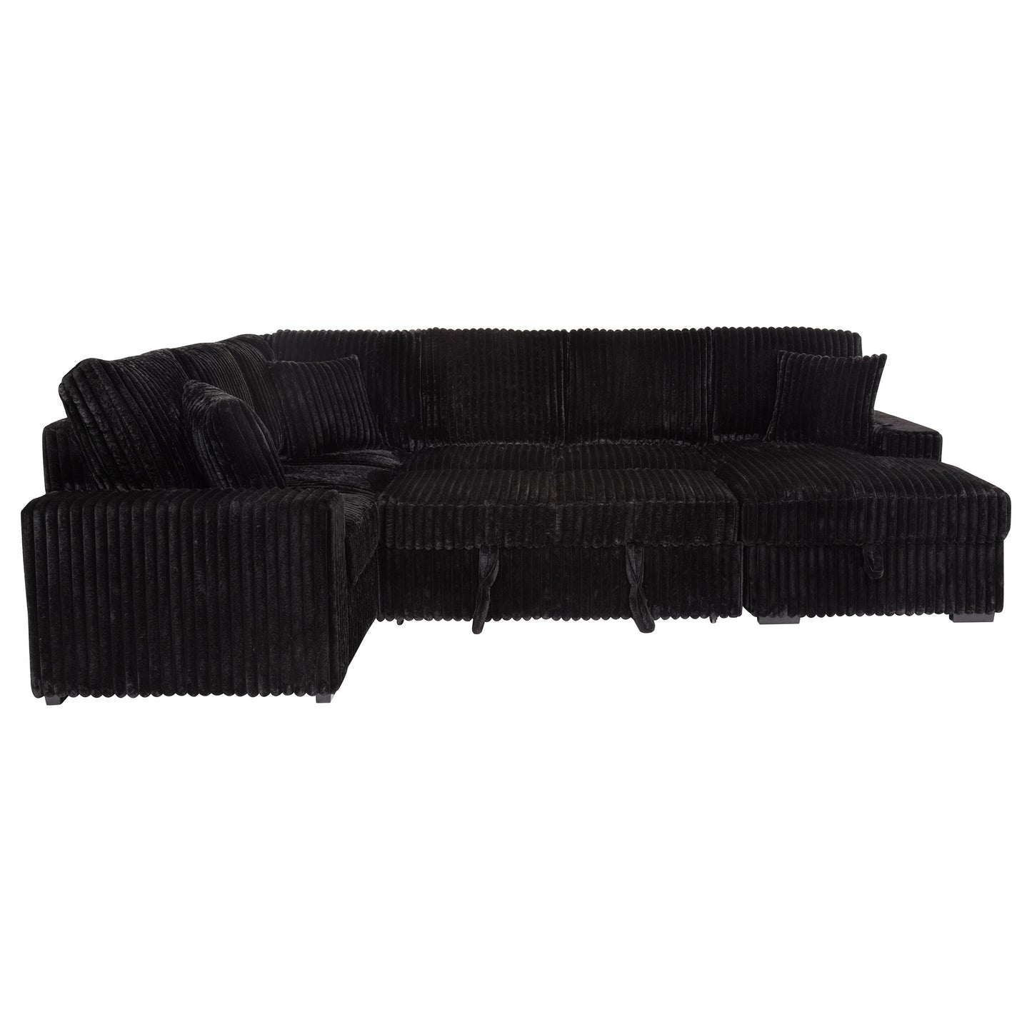 Devonshire Sleeper Sectional Sofa Storage Chaise Black