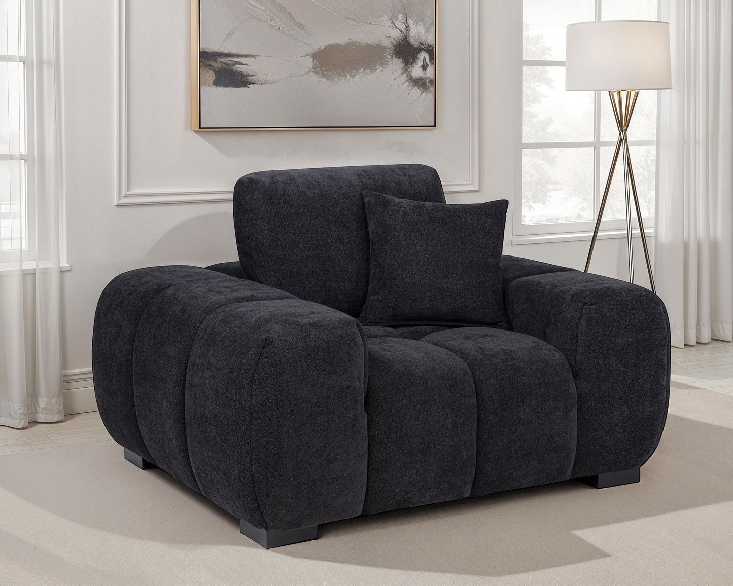 Octavia Tufted Upholstered Accent Chair Black