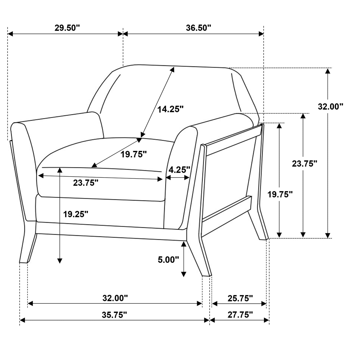 Vaughn Fabric Upholstered Flared Arm Accent Chair Grey