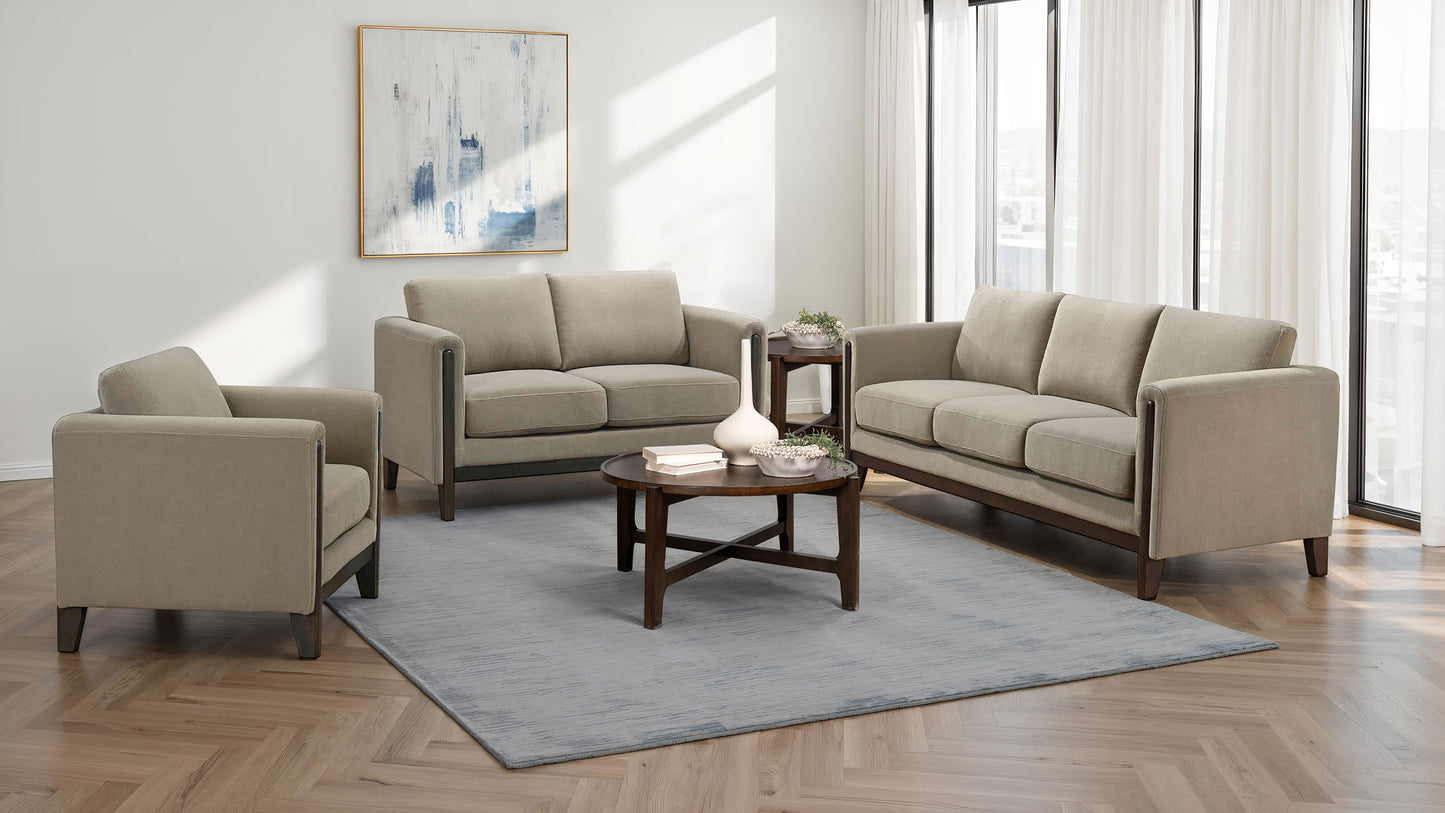 Islington Fabric Upholstered Panel Arm Accent Chair Taupe