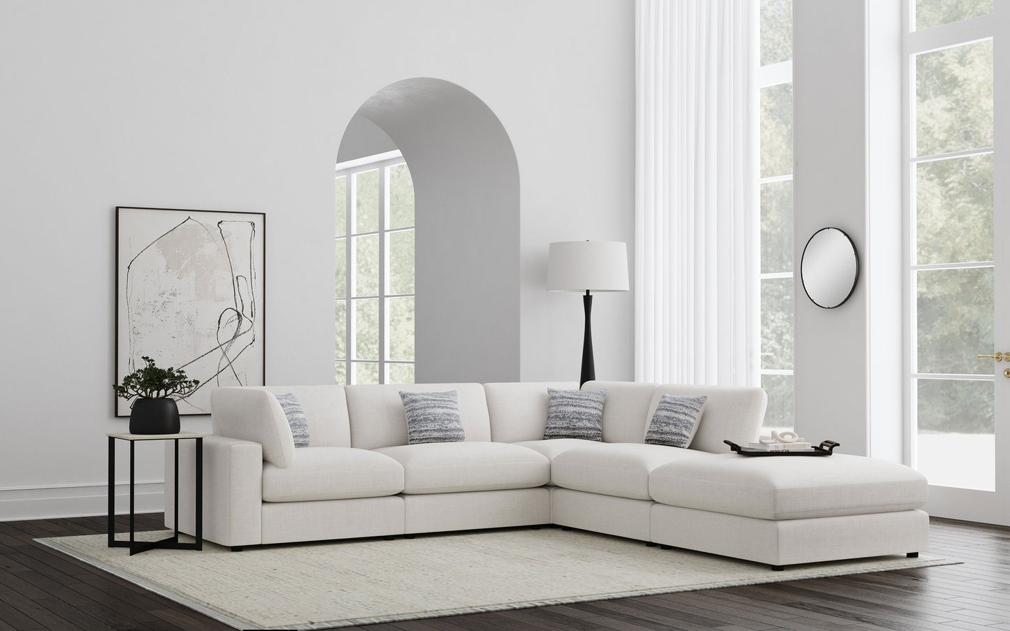 Serene 5-piece Upholstered Modular Sectional Sofa Beige