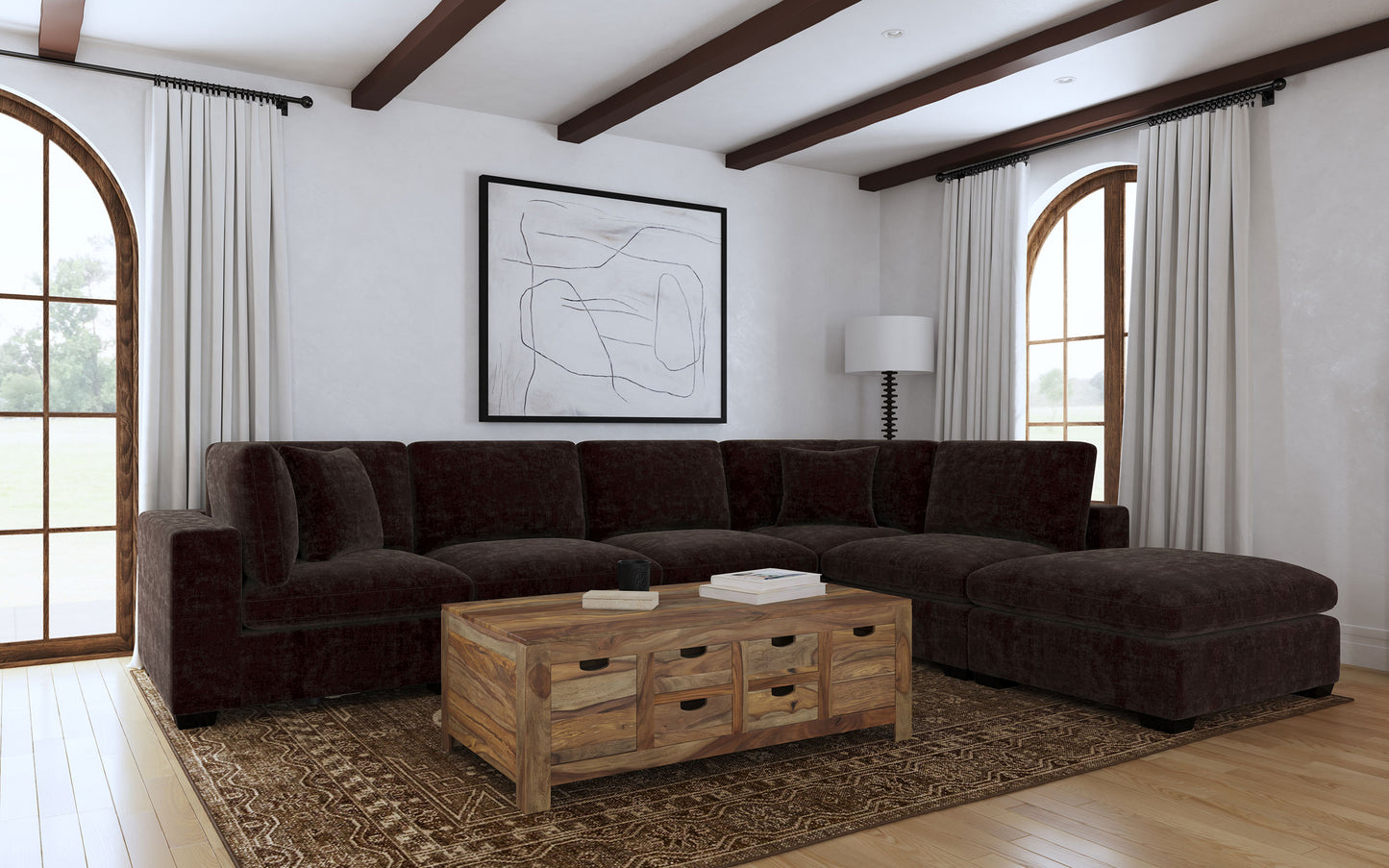 Lakeview Upholstered Armless Chair Dark Chocolate