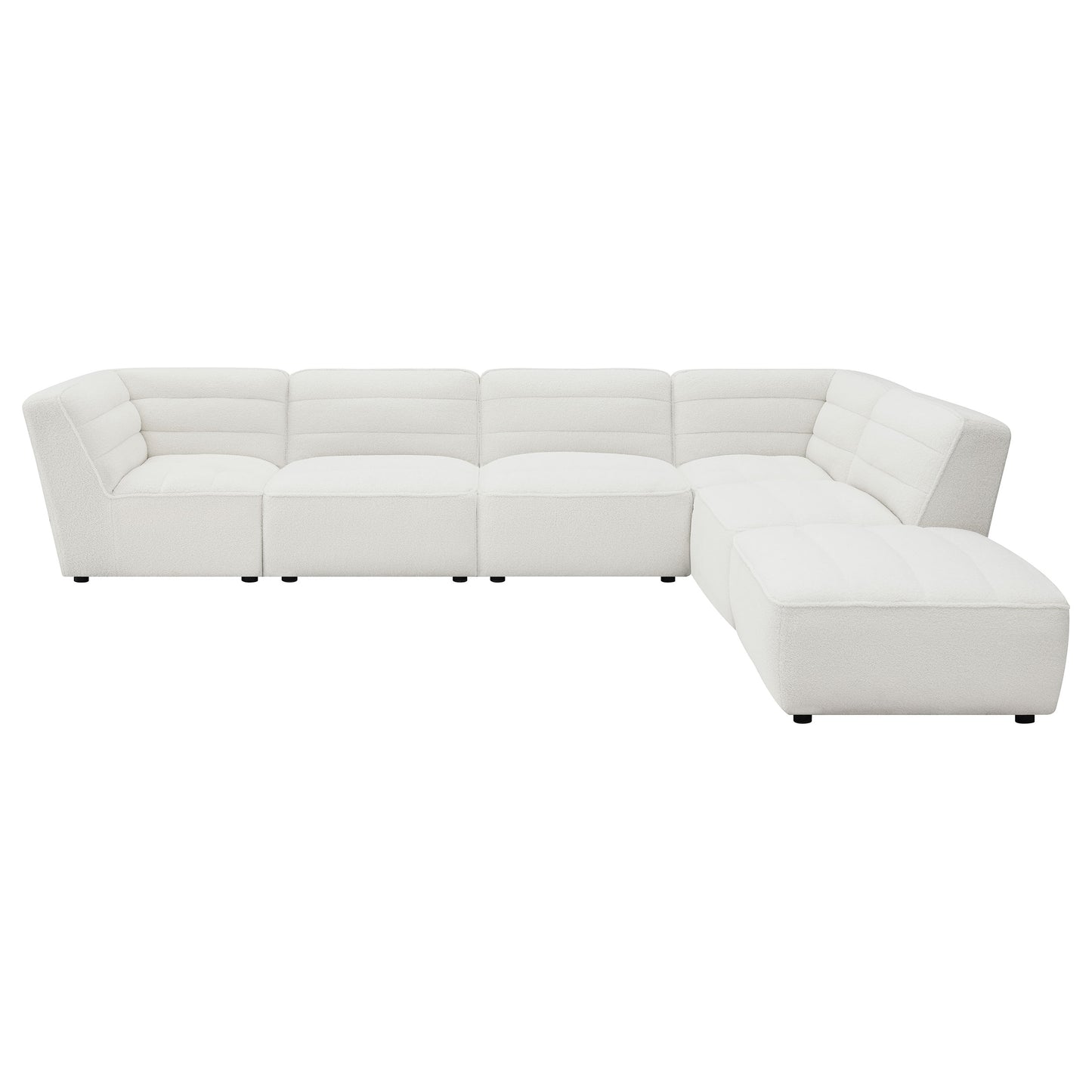 Sunny 6-piece Upholstered Modular Sectional Sofa Ivory Sherpa