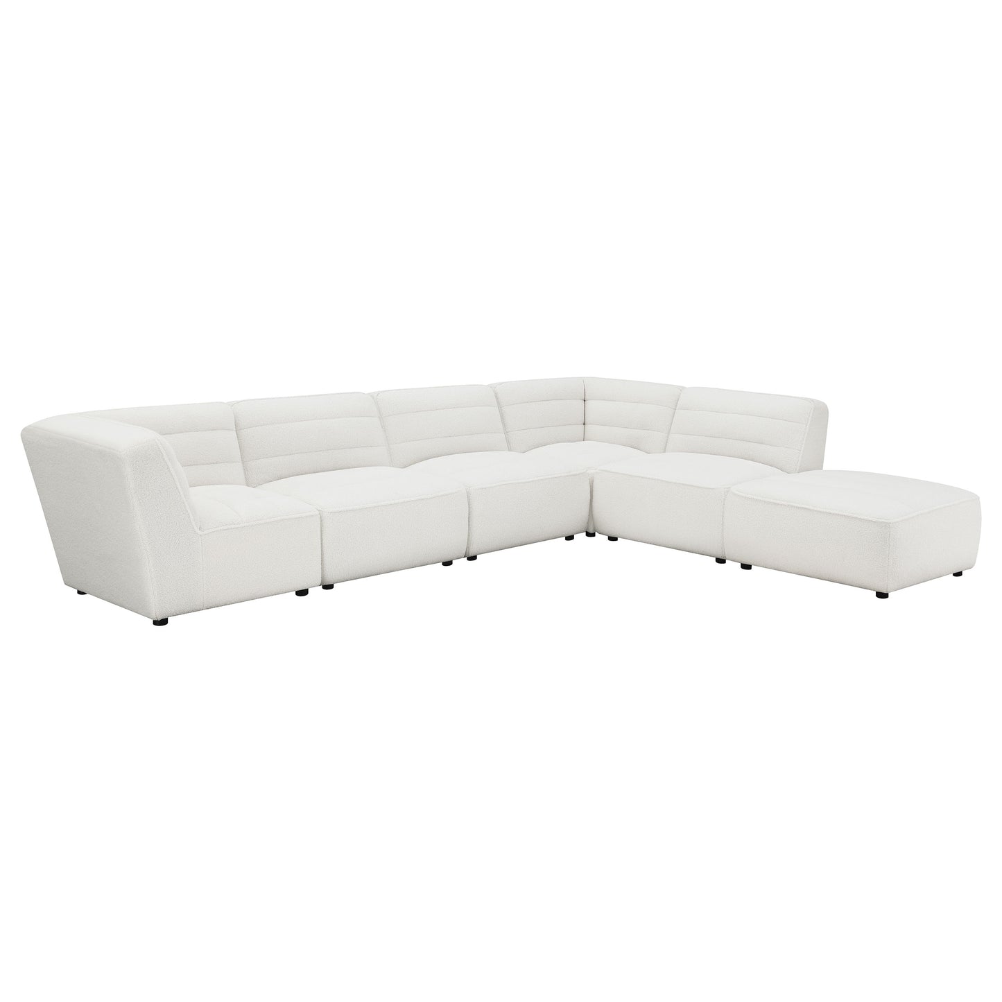 Sunny 6-piece Upholstered Modular Sectional Sofa Ivory Sherpa