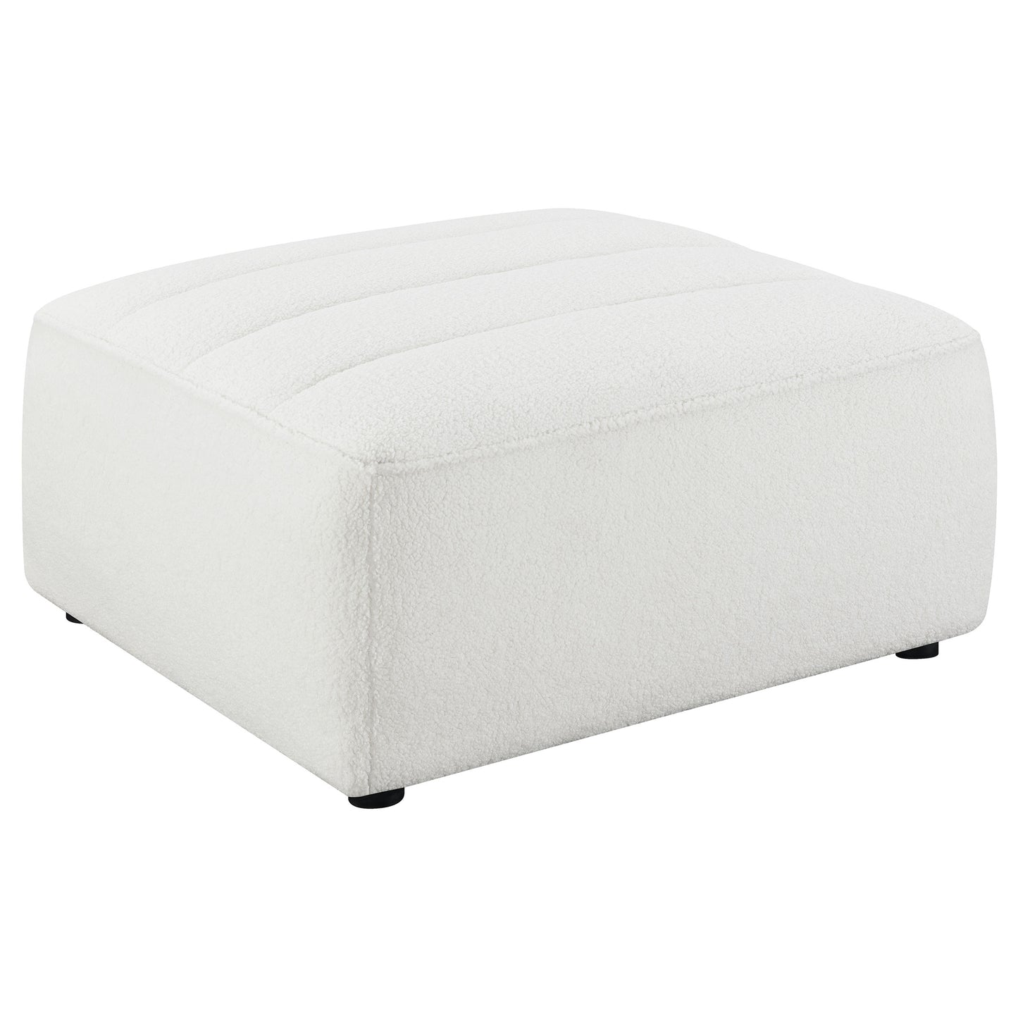 Sunny Square Upholstered Ottoman Ivory Sherpa