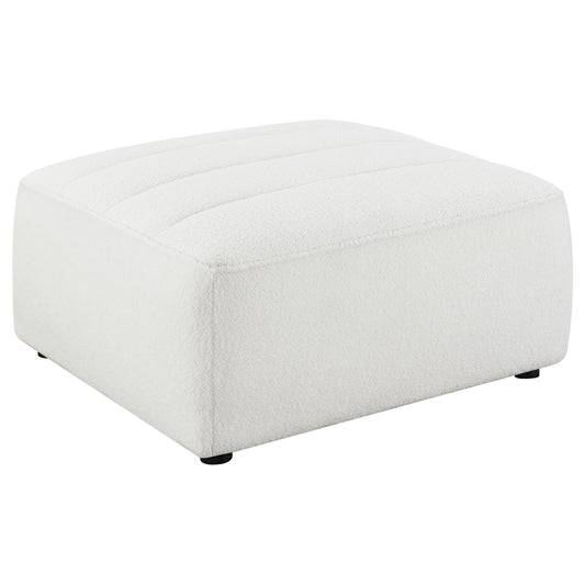 Sunny Square Upholstered Ottoman Ivory Sherpa