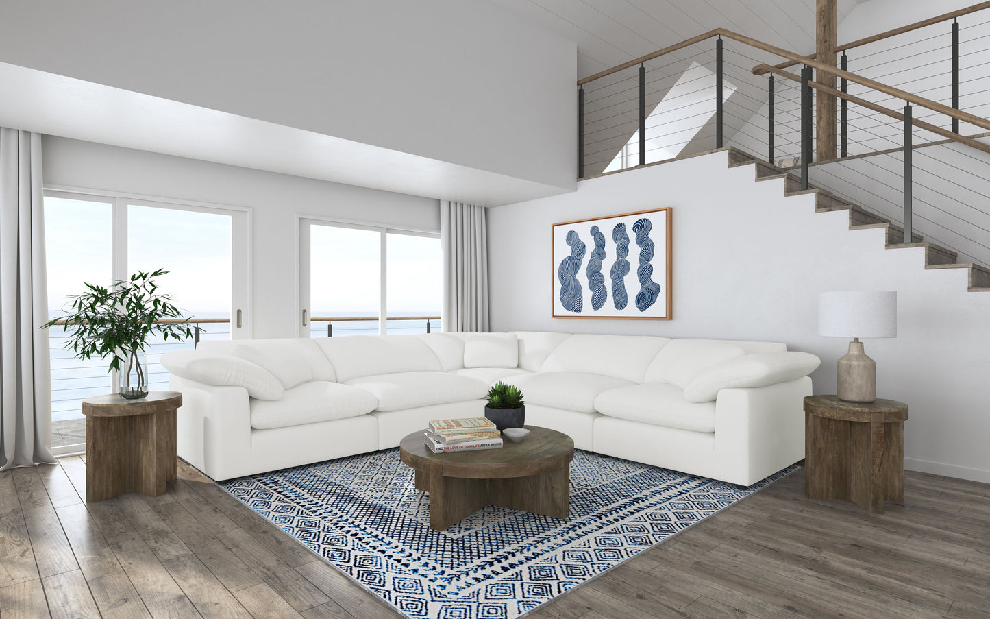 Raleigh 5-piece Boucle Upholstered Modular Sectional Ivory
