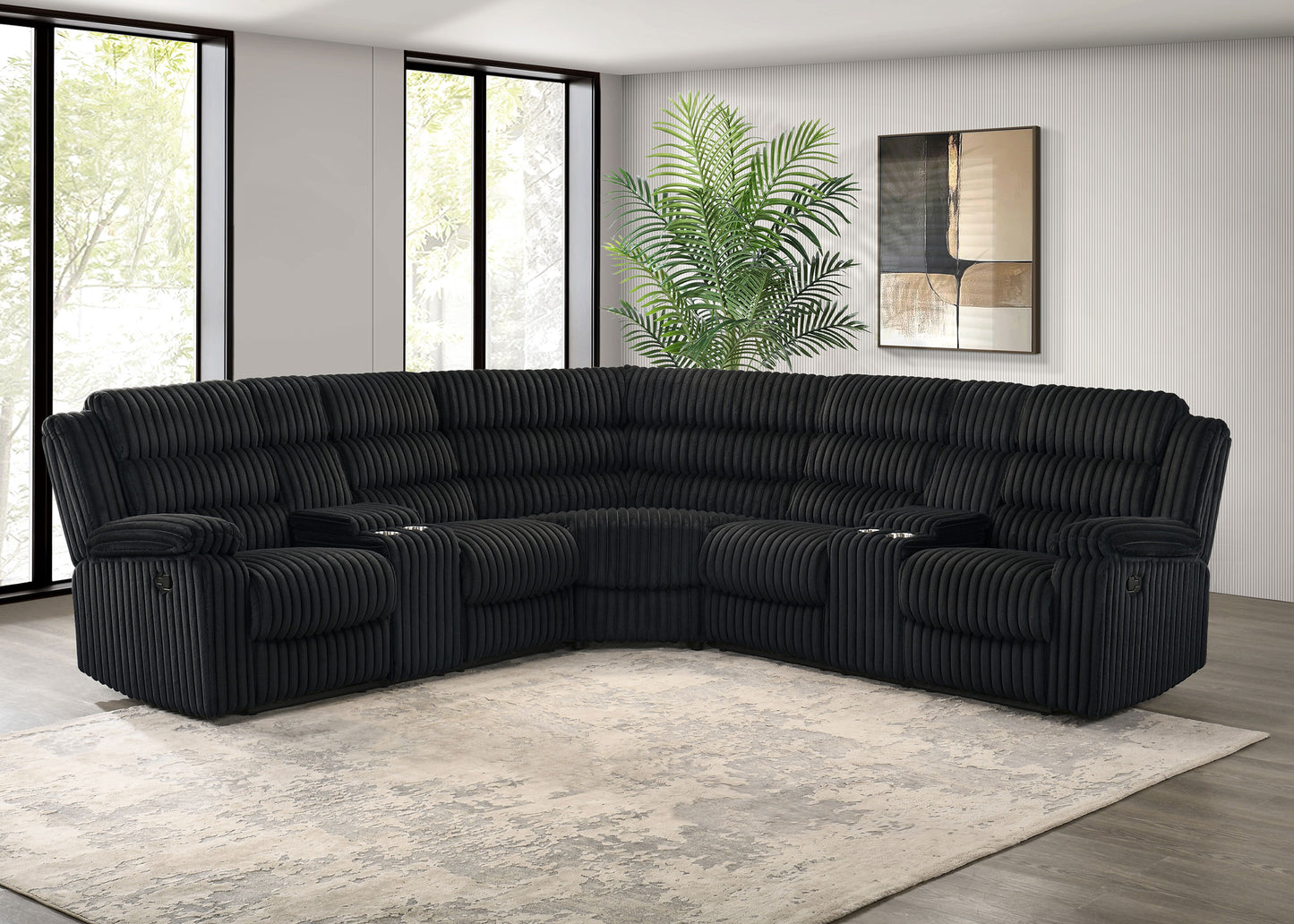 Atkinson Upholstered Reclining Sectional Sofa Black