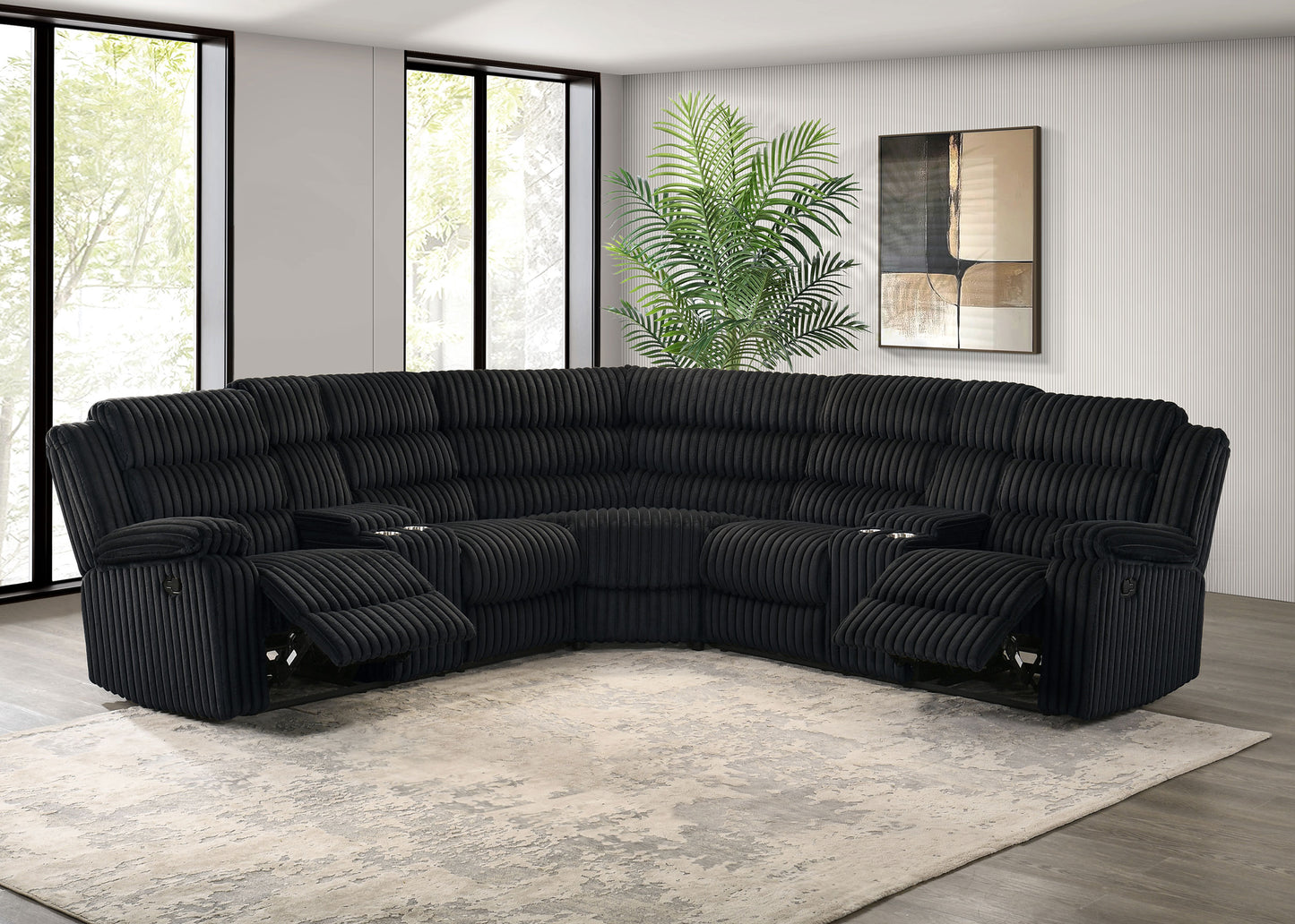 Atkinson Upholstered Reclining Sectional Sofa Black