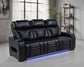 Zuma Dual Power Reclining Sofa with Reading Lights and Storage Black